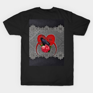 Wonderful crow on a heart T-Shirt